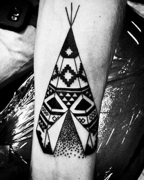 Mens Cool Inner Forearm Teepee Tattoo Ideas