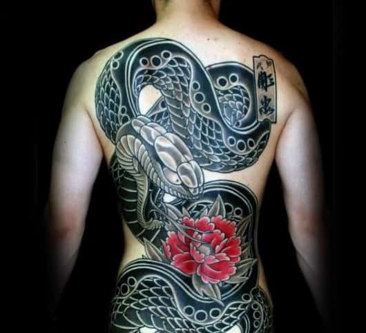 Mens Cool Japanese Snake Tattoo Ideas Full Back