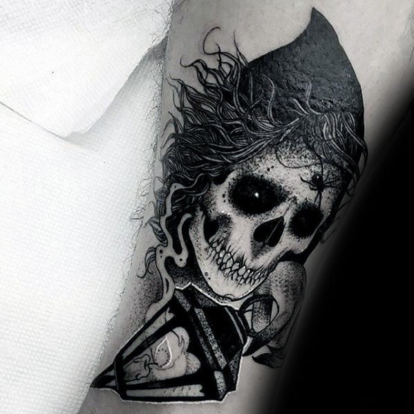 Mens Cool Lantern Grim Reaper Skull Arm Tattoo Ideas