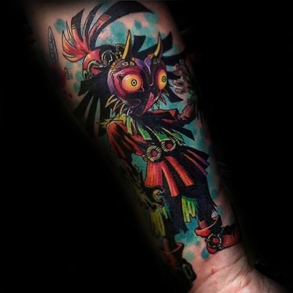 Mens Cool Majoras Mask Tattoo Ideas Forearm Sleeve