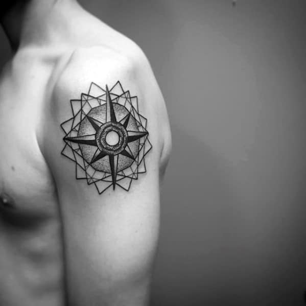 Mens Cool Nautical Star Geometric Arm Tattoo Ideas