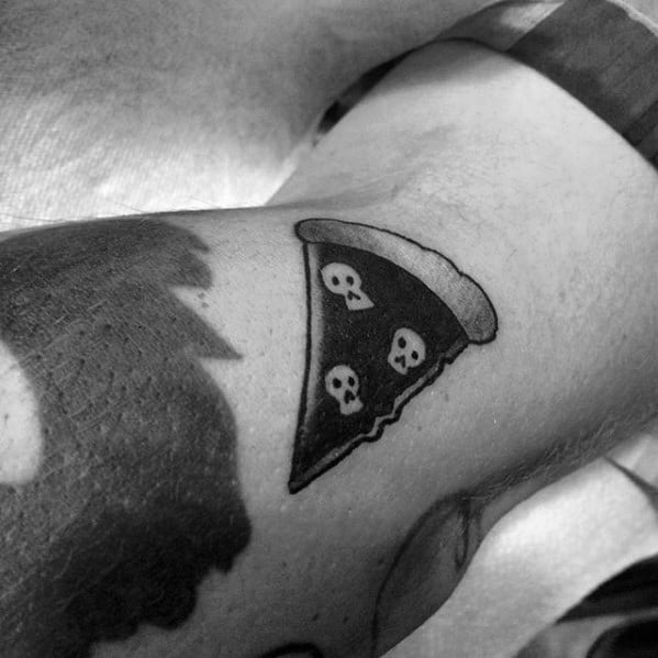 Mens Cool Pizza Skull Pepperoni Arm Tattoo Ideas