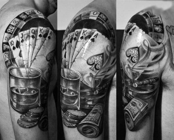Mens Cool Poker Chip Tattoo Ideas On Upper Arm