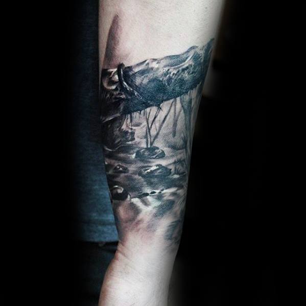 Mens Cool River 3d Forearm Band Tattoo Ideas