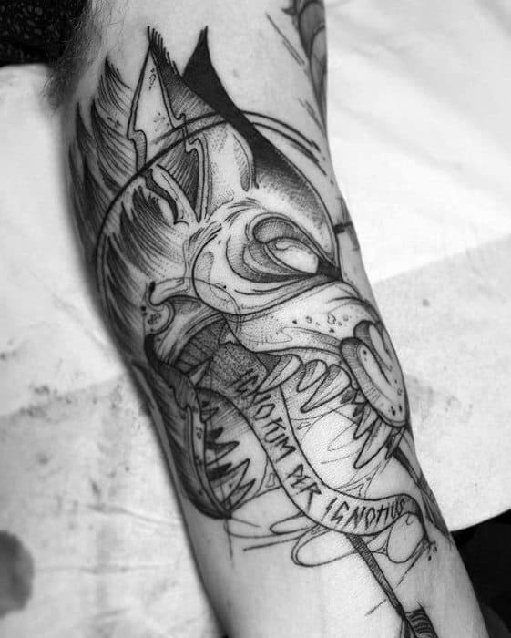 Mens Cool Sick Wolf Tattoo Ideas On Inner Arm Bicep