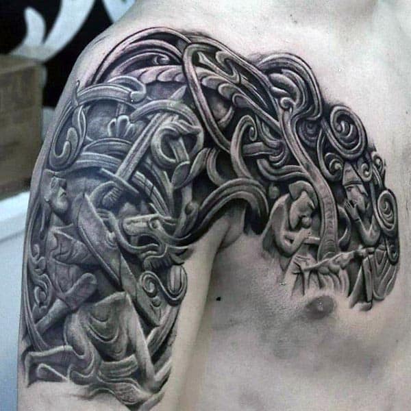 Mens Cool Stone 3d Decorative Arm Tattoo