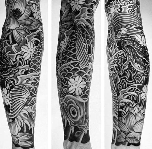 Mens Cool Toad Tattoo Ideas Full Arm Sleeve