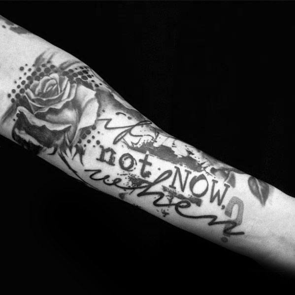 Mens Cool Typography Tattoo Ideas Inner Forearm