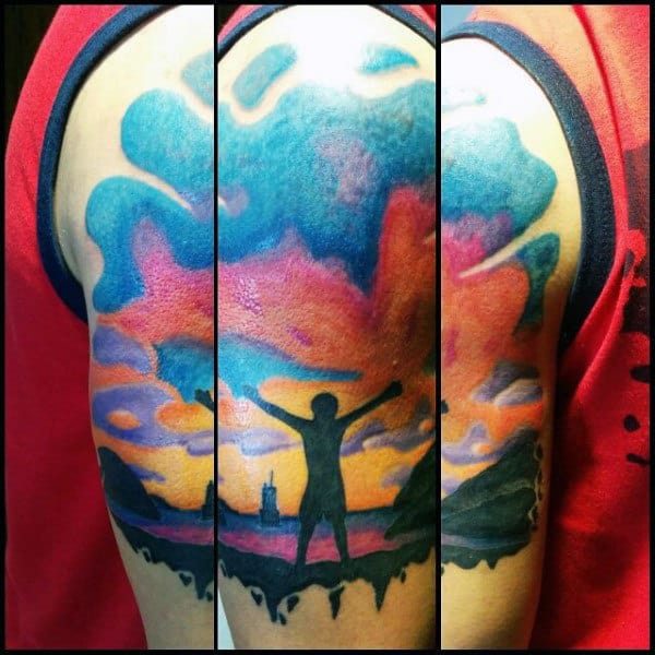 Mens Cool Upper Arm Sky Tattoos