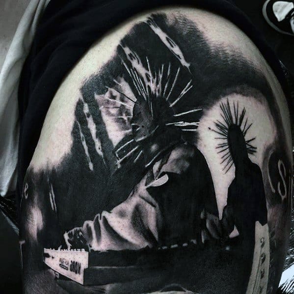 Mens Cool Upper Arm Slipknot Tattoo Ideas