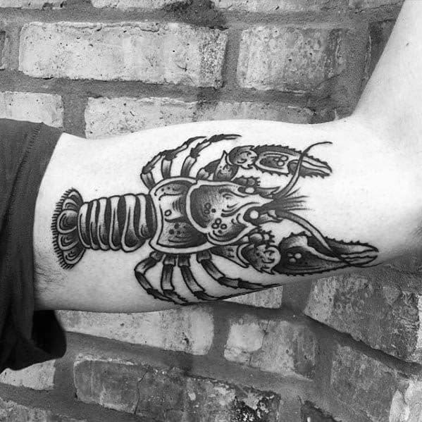 Mens Crawfish Inner Arm Bicep Traditional Tattoo Ideas