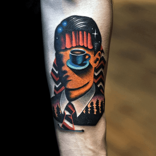 Mens Creative Twin Peaks Forearm Tattoos