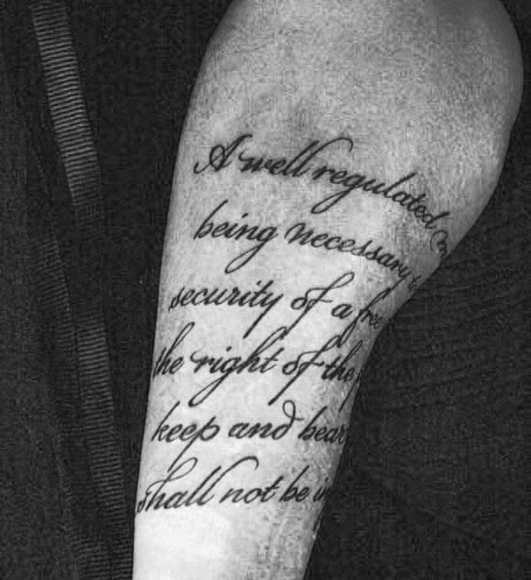 Mens Cursive We The People Second Amendment Tattoos