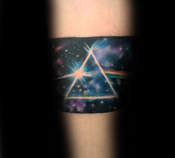 Mens Dark Side Of The Moon Forearm Band Tattoo Ideas