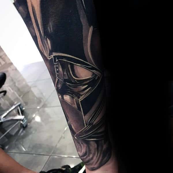Mens Darth Vader Inner Forearm 3d Tattoo