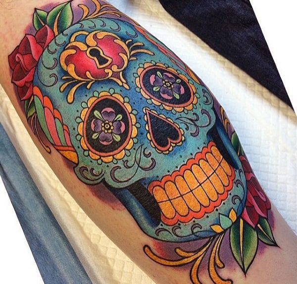 Mens Day Of The Dead Sugar Skull Tattoos
