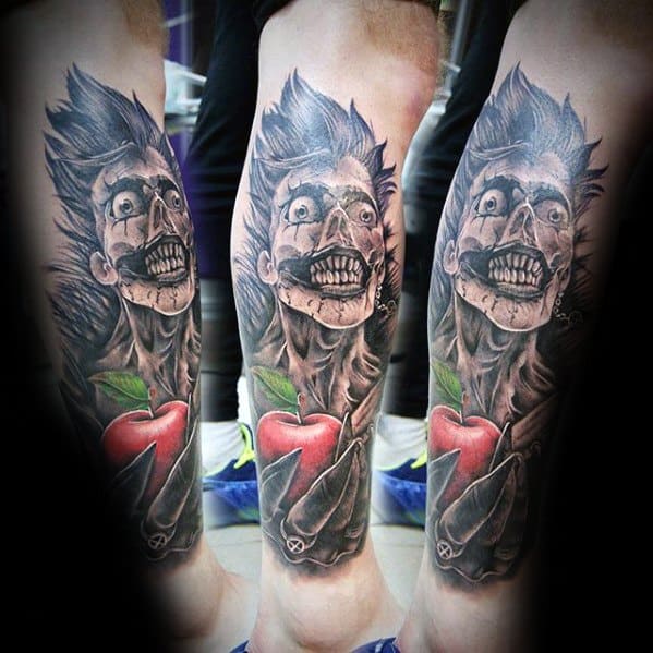Mens Death Note Leg Sleeve Tattoo Design Ideas
