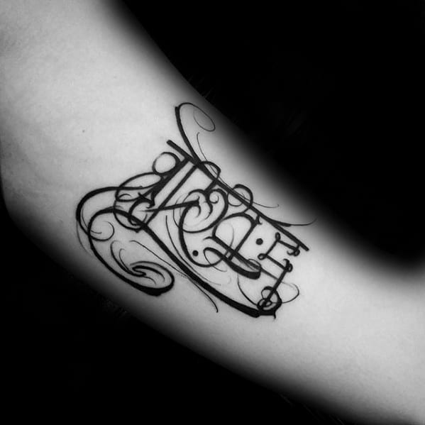 Mens Decorative Arm Tattoo Ideas With Sanskrit Design