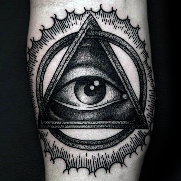 Mens Detailed 3d Eye Of Providence Inner Forearm Tattoos