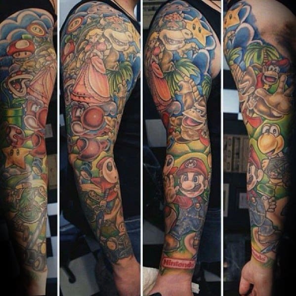 Mens Donkey Kong Tattoo Design Inspiration Full Arm Sleeve
