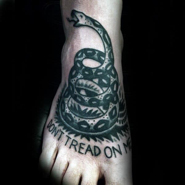 Mens Dont Tread On Me Rattlesnake Foot Tattoos