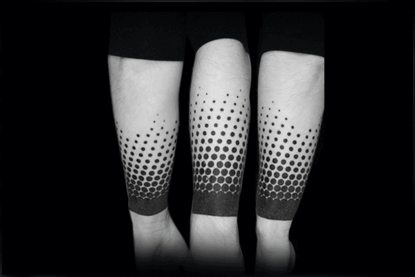 Mens Dotwork Black Band Modern Wrist Tattoo