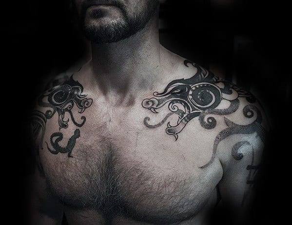 Mens Dragon Celtic Tribal Shoulder Tattoos