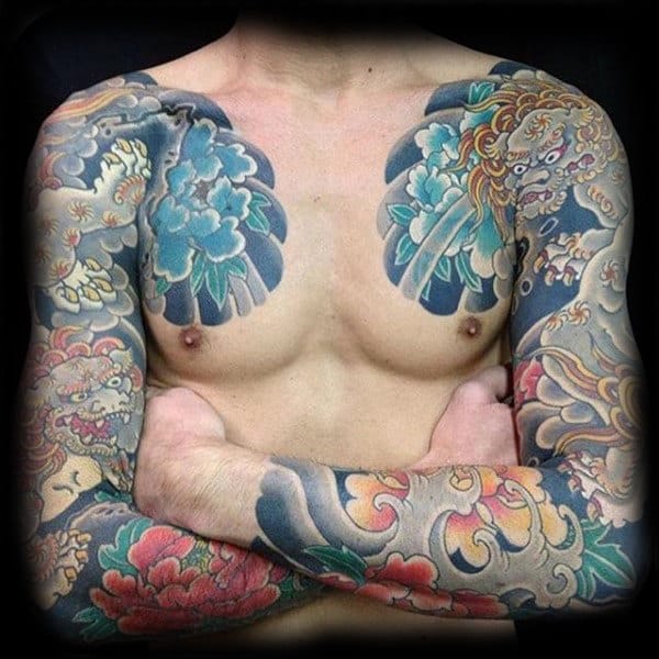 Mens Dragon Japanese Sleeve Tattoo