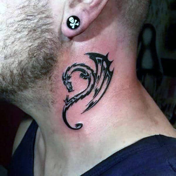 Mens Dragon Tattoos Tribal On Neck