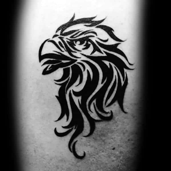 Mens Eagle Head Tribal Tattoo Of Bird On Back