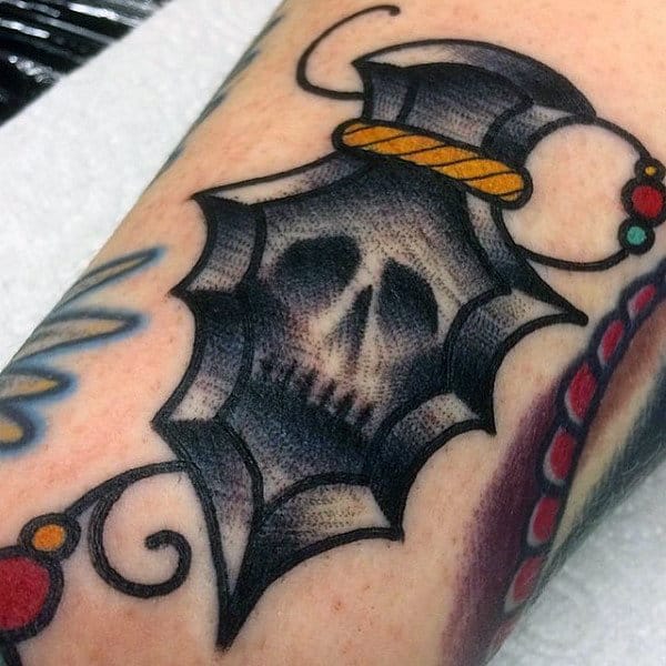 Mens Evil Inside Arrowhead Tattoo On Forearms