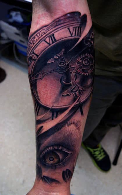 Men's Eye Clock Tattoo Designs