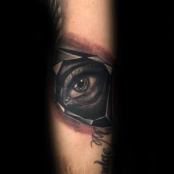 Mens Eye In Crystal Forearm Tattoo