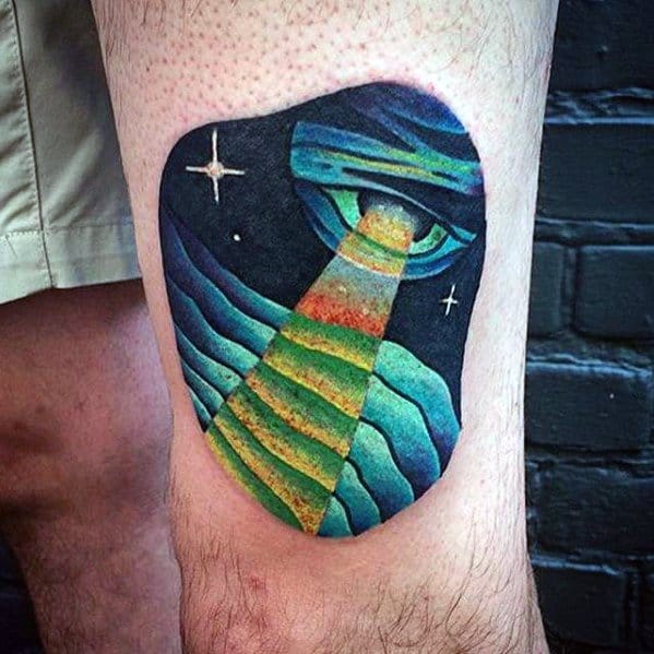 Mens Eye Outer Space Consciousness Thigh Tattoo Ideas