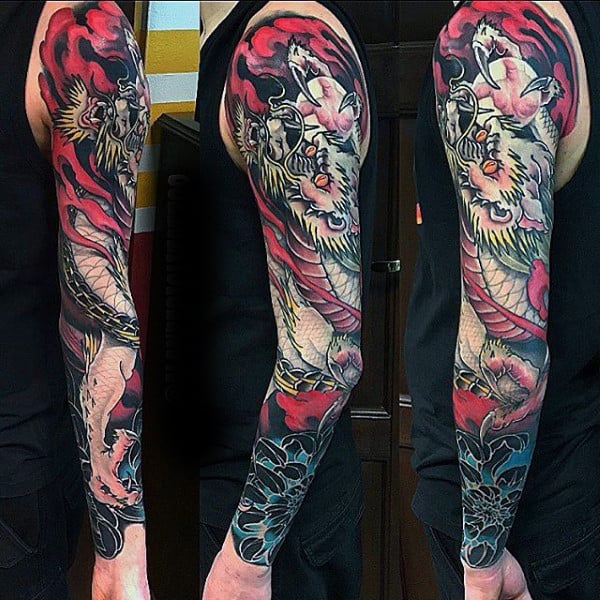 Mens Fabulous Japanese Sleeve Tattoo