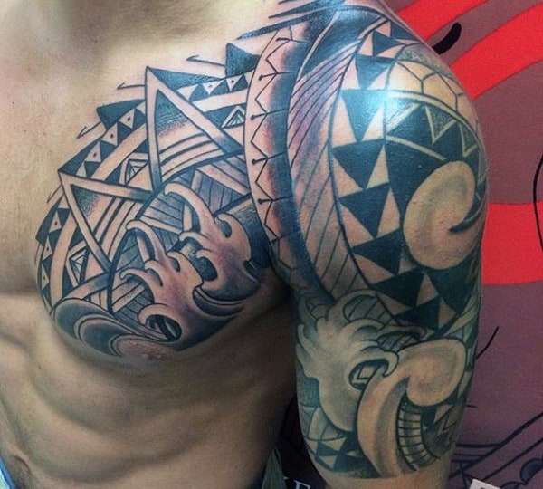 Mens Fantastic Black Tattoo Quarter Sleeves