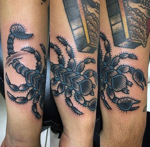 Mens Fatal Scorpion Tattoo On Calves