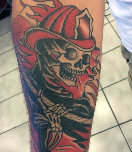Men's Firefighter Tattoos Designs With Axe
