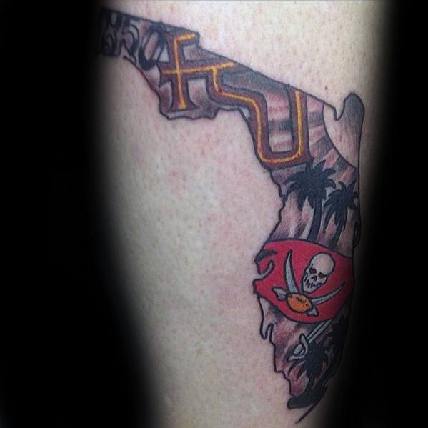 Mens Florida State Outline Fsu Leg Tattoo Ideas
