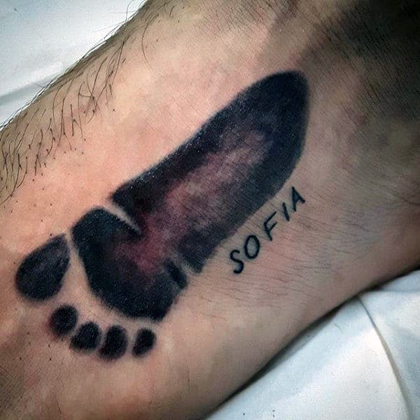Mens Foia Footprint Tattoo On Foot