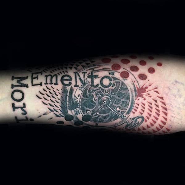 Mens Forearm Memento Mori Trash Polka Tattoos