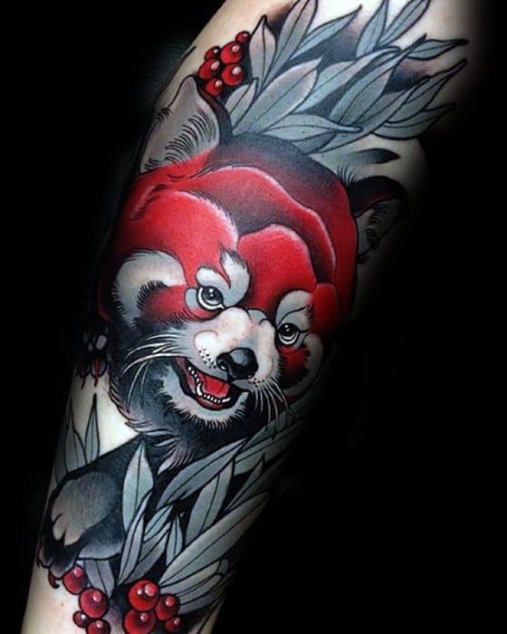 Mens Forearm Red Panda Tattoo Design Inspiration