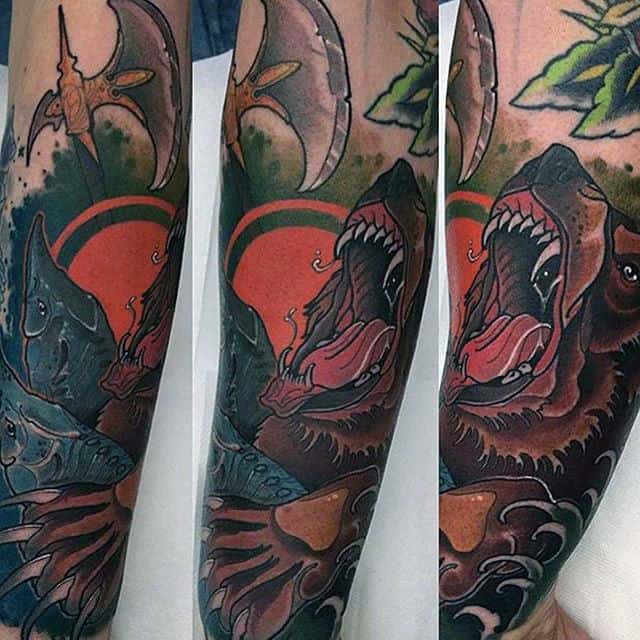 Mens Forearm Sleeve Bear Claw Tattoos
