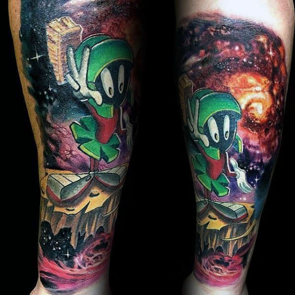 Mens Forearm Sleeve Marvin The Martian 3d Tattoos