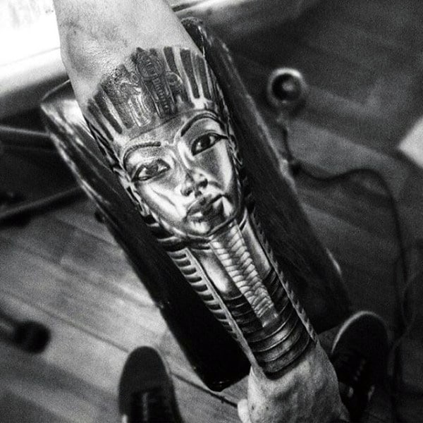 Mens Forearm Sleeve Tattoo Of King Tut