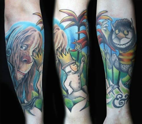 Mens Forearm Sleeve Where The Wild Things Are Themed Tattoo Design Ideas