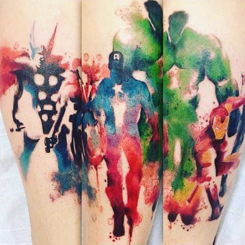 Mens Forearm Water Color Hulk Tattoo