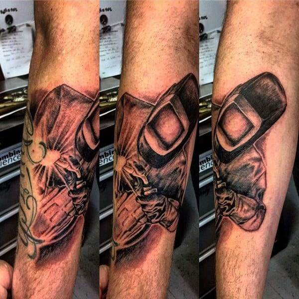 Mens Forearm Welding Tattoo Design Ideas
