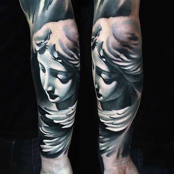Mens Forearms Alluring Guardian Angel Tattoo