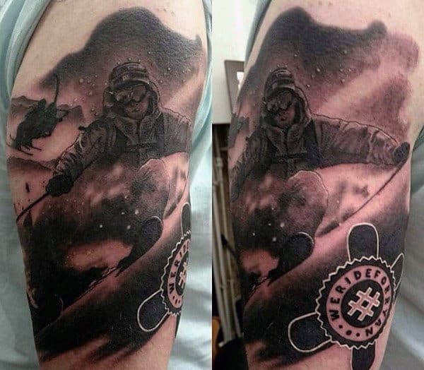 Mens Forearms Amazing Snowboard Tattoo